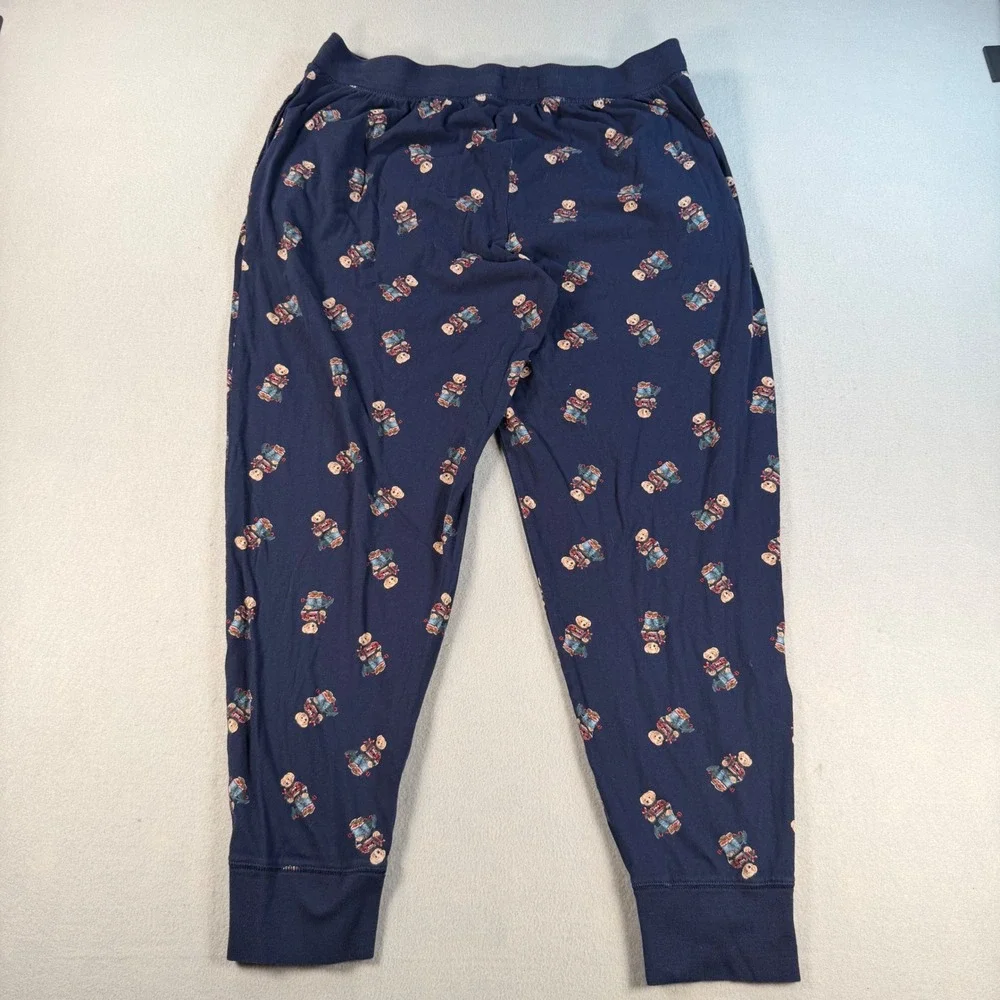 Polo Ralph Lauren Mens XL Navy Blue Holiday Polo Bear Pajama Jogger Pants